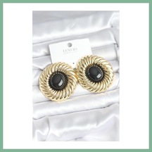 Bşkvirgo Pirinç Gold Renk Siyah Boncuklu Vintage Kadın Küpe Bsk2026