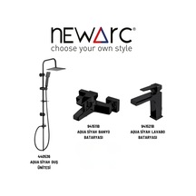 Newarc Aqua 440536 + 941511B + 941521B Batarya Duş Ünitesi Set Siyah