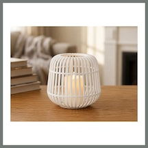 Bezos 3d Baskı Modern Kafes Tasarımlı Dekoratif Mumluk - Tealight Mumluk, Masaüstü Ev Ve Ofis Dekoru-beyaz Mmbz