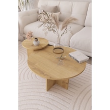 2 Li Orta Sehpa Seti, İskandinav Stil, Bohem, 72 Cm, 40 Cm - Safir Meşe