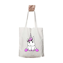 Art Hediye Unicorn Üzgün İki Tarafı Kalıcı Baskılı Yıkanabilir Çanta Çok Renkli