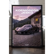 Koenigsegg Jesko Siyah Ahşap Çerçeveli Poster, Dekoratif Araba Duvar Tablosu