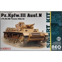 Dragon 6956 1/35 Ölçek, Pz.kpfw.ııı Ausf.n 501. Alay Tunus 1942/43 Tankı Plastik Model Kiti-51098