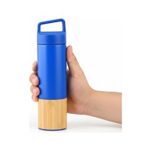 600 Ml Bambu Tabanlı Kulplu Çelik Termos Mug - 5 Renk Seçenekli Sıcak/soğuk Tutucu Seyahat Bardağı Mavi Çok Renkli