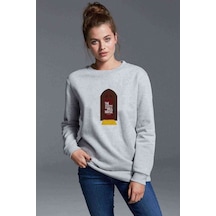 The Haunting Of Hill House Door Baskılı Gri Kadın Sweatshirt (534814964)