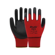Pn75 Polyester Örme Nitril Eldiven Kırmızı