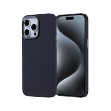 Zore İphone 15 Pro Max Kılıf Magsafe Şarj Özellikli Karbon Fiber Görünümlü Nvth Nekst Kapak - Siyah