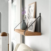 Duvar Rafı Ahşaplı Dekoratif Salon Banyo Balkon Rafı Abronya