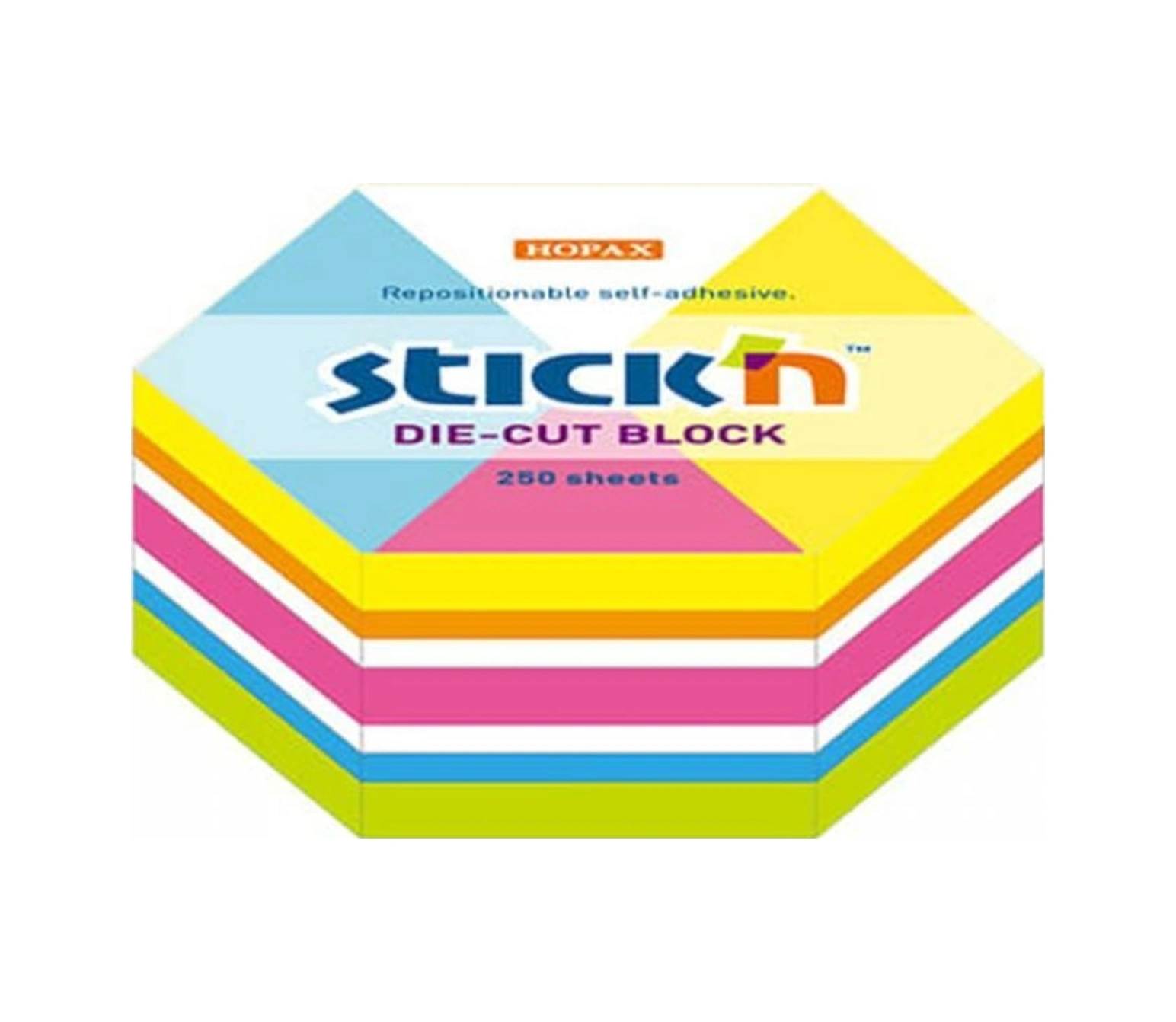 Stickn 61x67mm Neon Altıgen Yapışkanlı Not Kağıdı Notblok 250 Yaprak 21827