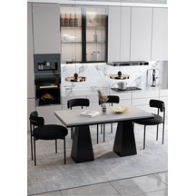 Avvio Venera Lake Mdf Ayak Teddy Sandalye 80x120 Yemek Masası Mutfak Masası 4 Kişilik Masa Sandalye Takım Düz Beyaz