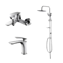 Newarc Slim 121521-121511-121530 Lavabo Banyo Bataryası Duş Ünitesi Set Krom