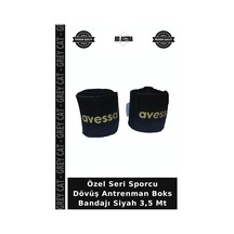 Özel Seri Sporcu Dövüş Antrenman Boks Bandajı Siyah 3,5 Mt