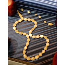 Sıkma Kehribar Tesbih Krem Renkli