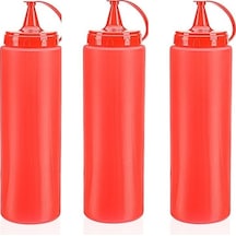 Ketçap Şişesi - 1000ml Dev Boy Kırmızı 3 Adet - Elm-01-768360 Renkli