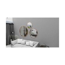 Tr Dekoratif Yuvarlak Ayna 3 Adet Set Banyo Salon Antre Hol Mutfak Duvar Ofis Banyo Wc,ceviz Genel