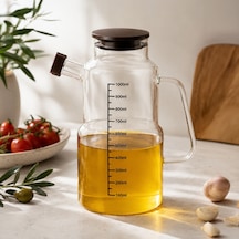 Porsima Lm-0107 Evora Kapaklı Borosilikat Cam Yağlık Sirkelik Yağdanlık 1000ml Şeffaf