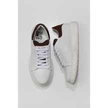 01MQ4900 Bueno Shoes Beyaz Taba Deri Erkek Spor Ayakkabı