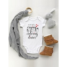 Tuğbababy Baby Unisex Ordering Dinner Desenli Organik Body Kız Erkek Beyaz
