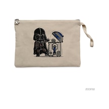Zepplin Giyim Darth Vader R2D2 Trashcan Clutch Astarlı Cüzdan / El Çantası Krem