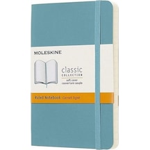 Moleskine Yumuşak Kapak Defter Mercan Mavisi Çizgili - 9x14 - 5468