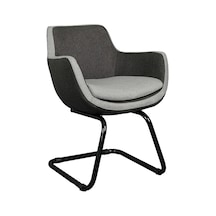 Bürocci Comfort Siyah Metal Ayaklı Misafir Koltuğu- İki Ton Gri Kumaş-2244J1110