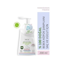 INCIA %100 Doğal Organik Sertifikalı Bebek Köpük Şampuanı Saç Vücut Lavanta Konak Önleyici Yenidoğan 200 ml