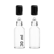 Çelik Roll On Şişesi 30 ML Sızdırmaz Siyah Kapaklı Şeffaf Cam Şişe 2 Adet