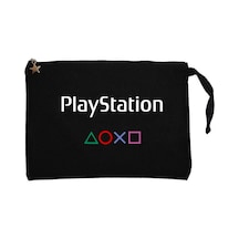 Playstation Text Consol Siyah Clutch Astarlı Cüzdan / El Çantası