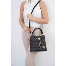 Silver Polo Sp967 Kadın Çapraz Çanta Monogram Füme-siyah