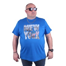 Mocgrande Büyük Beden Erkek Baskılı Tişört New York 23129 SAKS-SAKS