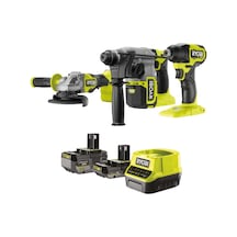 Ryobi Rck183d-242s Akülü Kömürsüz 3'lü Set Vidalama + Kırıcı Delici + Taşlama - 1x4.0ah + 1x2.0ah +
