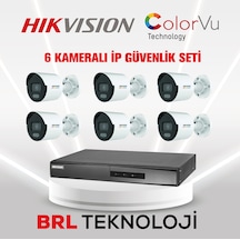 Hikvision 6 Kameralı 2 Mp Colorvu İp Güvenlik Kamera Seti Dahili Mikrofonlu