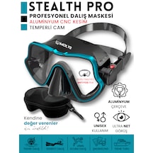 Molys Stealth Pro Alüminyum Dalış Maskesi + Antı Fog Buğu Önleyici Film + Eva Koruyucu Taşıma Kutusu Siyah - Mavi