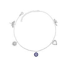 Kenpazar 925 Ayar Gümüş Şans Kadın Halhal Çok Renkli