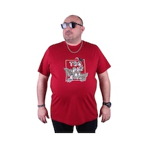 Moc Grande Mocgrande Büyük Beden Sıfır Yaka Tişört Tropical 23114 Bordo-Bordo Çok Renkli