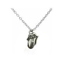Rolling Stones Logolu Metal Kolye Gümüş Renk Unisex Retro Tarz Aksesuar Çok renkli