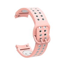 Ekılıf - Samsung Watch 4 40mm Uyumlu - Kordon Silikon Kordon Krd-02 - Pembe-beyaz