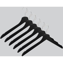 Nyn Ahşap Elbise Gömlek Askısı Siyah Renk 6 Adet Siyah