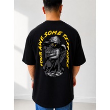 525 Oversize Sırt Baskılı Streetwear Unisex T-shirt Yourrawesome Siyah