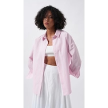 Çizgili Basic Gömlek Pembe