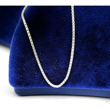 Omar Silver Unisex Küp Gümüş Kolye Zincir 1Mm