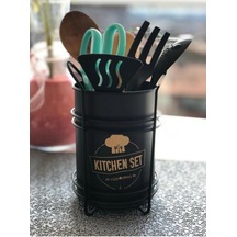 Periboia İtalyan Siyah Metal Kaşıklık Çok Renkli