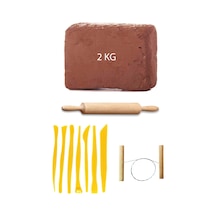 2 KG Kırmızı Seramik Hamuru Plastik Ebeşuar Merdane Çamur Teli
