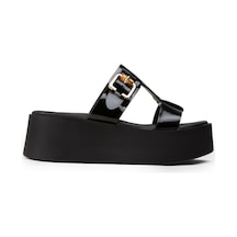 Deery Kadın Hakiki Rugan Siyah Platform Terlik - 24302zsyhc01