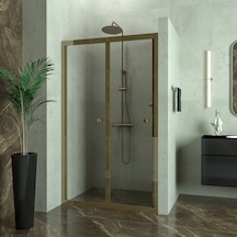 Tekno Duş Bronze Corina Akordiyon Şeffaf Cam Duşakabin Şeffaf
