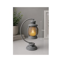 3d Dekoratif Retro Fener Gece Lambası Led Işıklı Masa Lambası 15 Cm Pla Dekoratif Aydınlatma Gümüş
