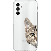 Samsung Galaxy M23 Uyumlu Köşe Korumalı Antişok Kapak Catface Tasarımlı Şeffaf Silikon Kılıf