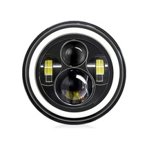 7 İnç Otomobil/motosiklet Led Farı H4 Arayüzü Tam Daire Melek Gözü - Beyaz/amber Işık, 140w 14000lm, Ip67 1 Adet