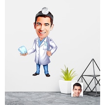 Kişiye Özel Bay Diş Hekimi Karikatürlü Duvar Sticker 50X70CM 3