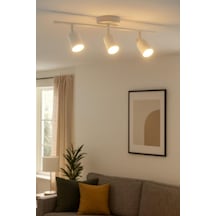 Spoti Modern Tasarım Salon - Mutfak - Banyo Spot Ledli Sıralı Avize Beyaz, 60 Cm, 3000, Kelvin Çok Renkli